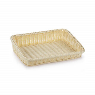 кт253 Корзинка пластиковая со скошенным бортом 380х260х40/85 мм бежевая